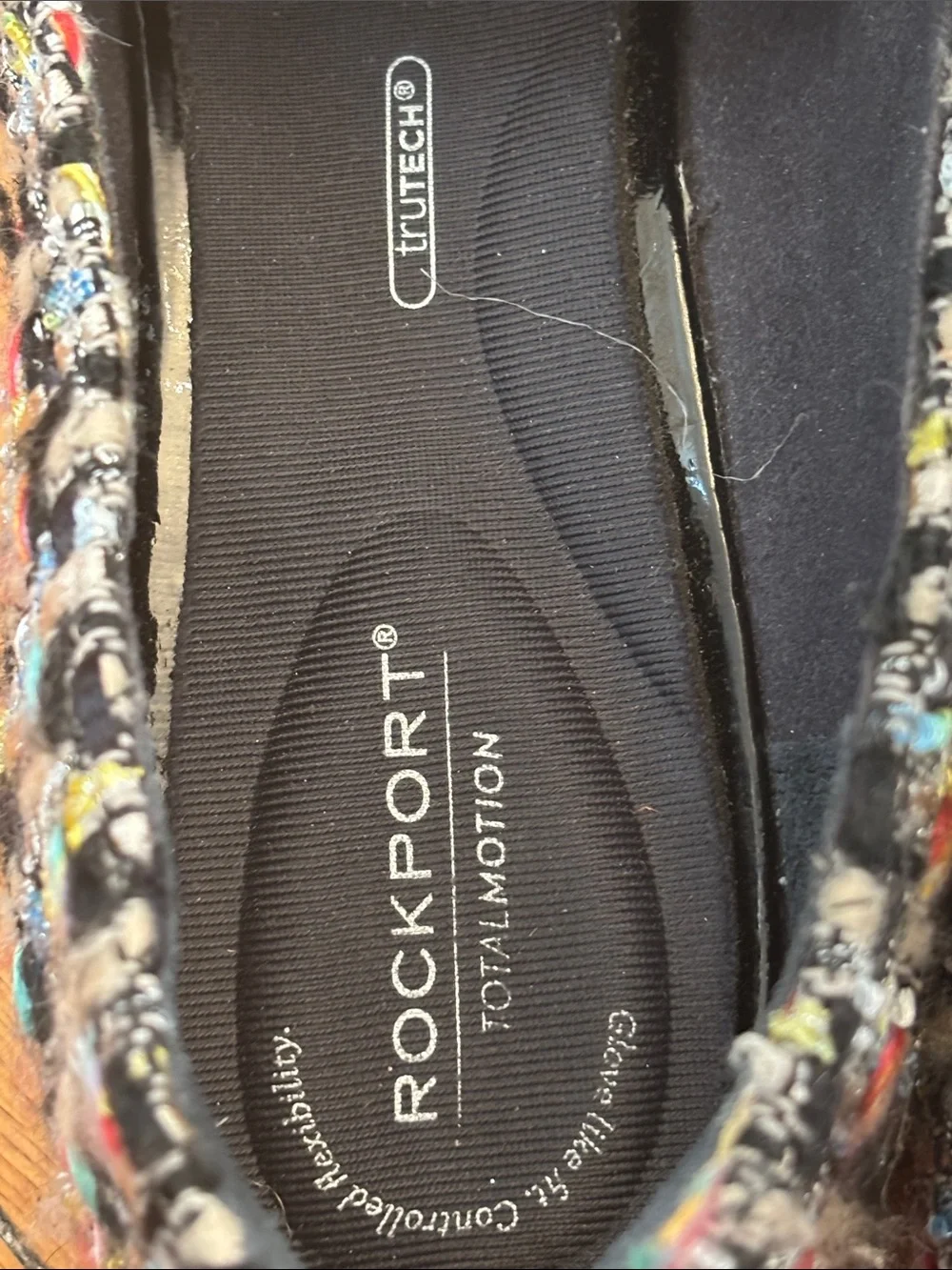 Rockport Multicolor Tweed Pointed Loafers with Black Patent Strap